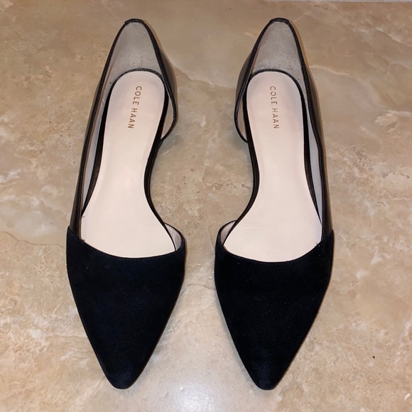 Cole Haan Bambra Black Leather Suede d’Orsay Flats - Picture 2 of 6
